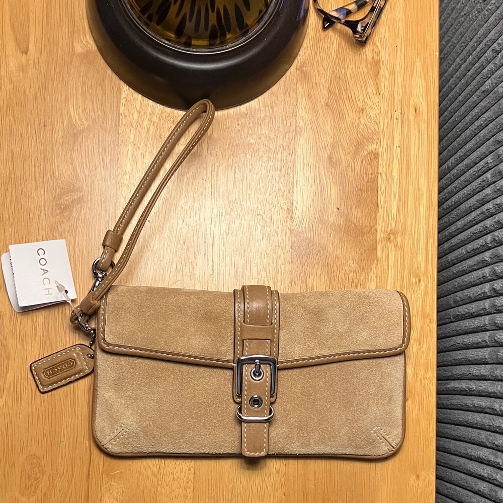 Coach Hampton Tan Suede Wristlet with Buckle 4754 - Picture 2 of 11